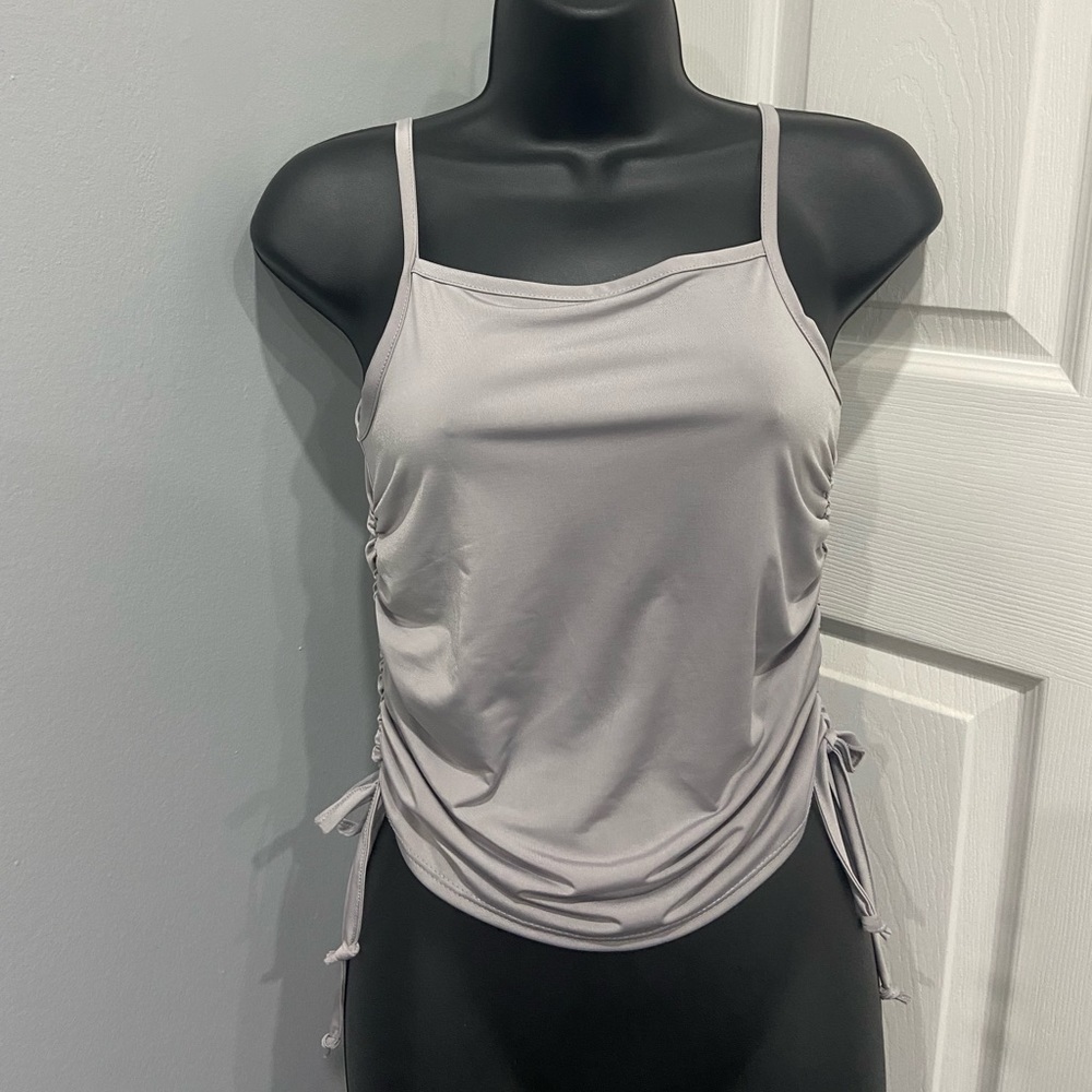 grey ruched tank top BNWT